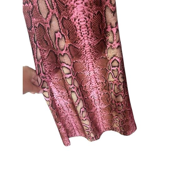 Girl On A Vine Pink Snakeskin Disco Bell Bottoms Club Wear Designer L - Picture 3 of 5